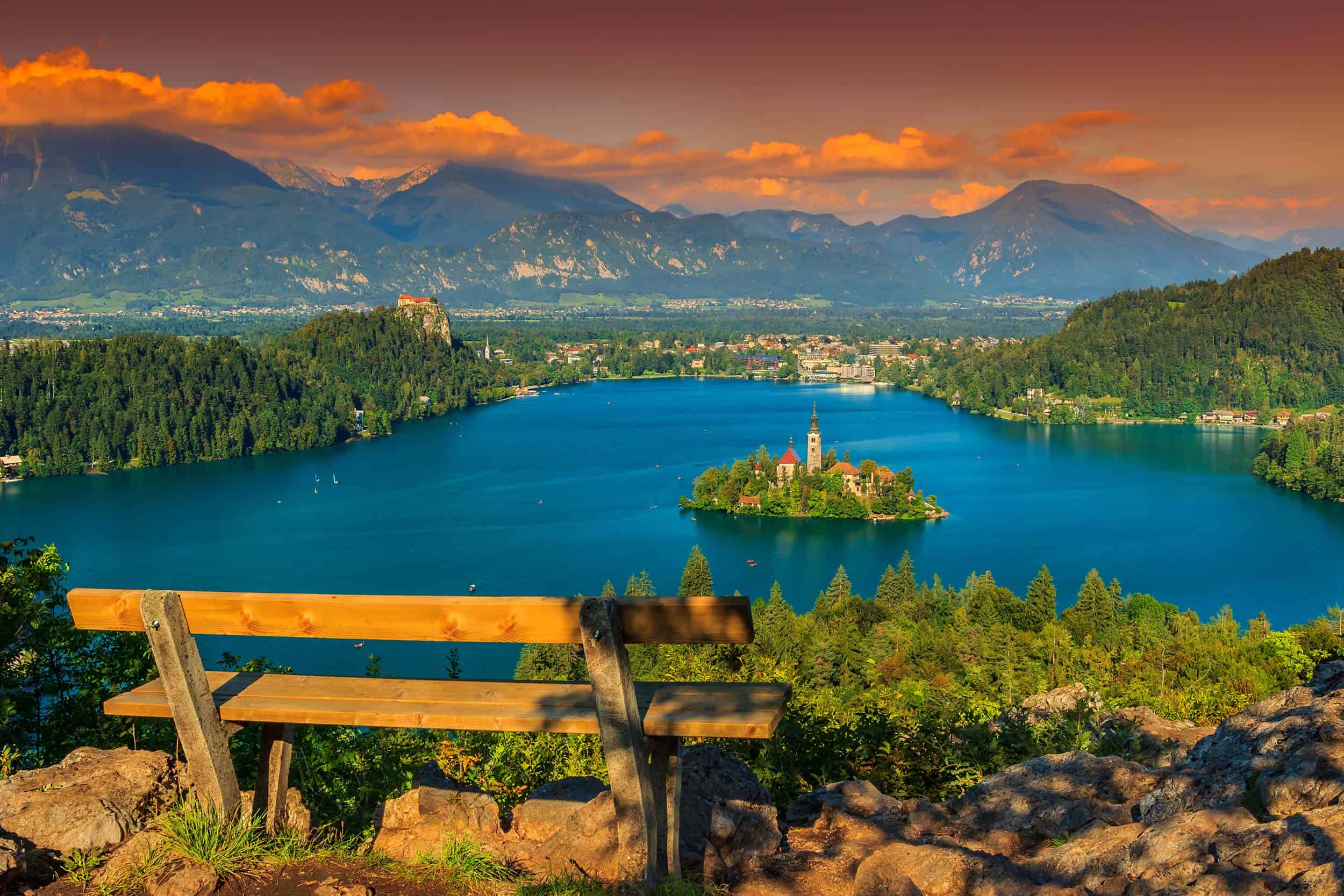 Lake Bled with St Marys church - Slovenia