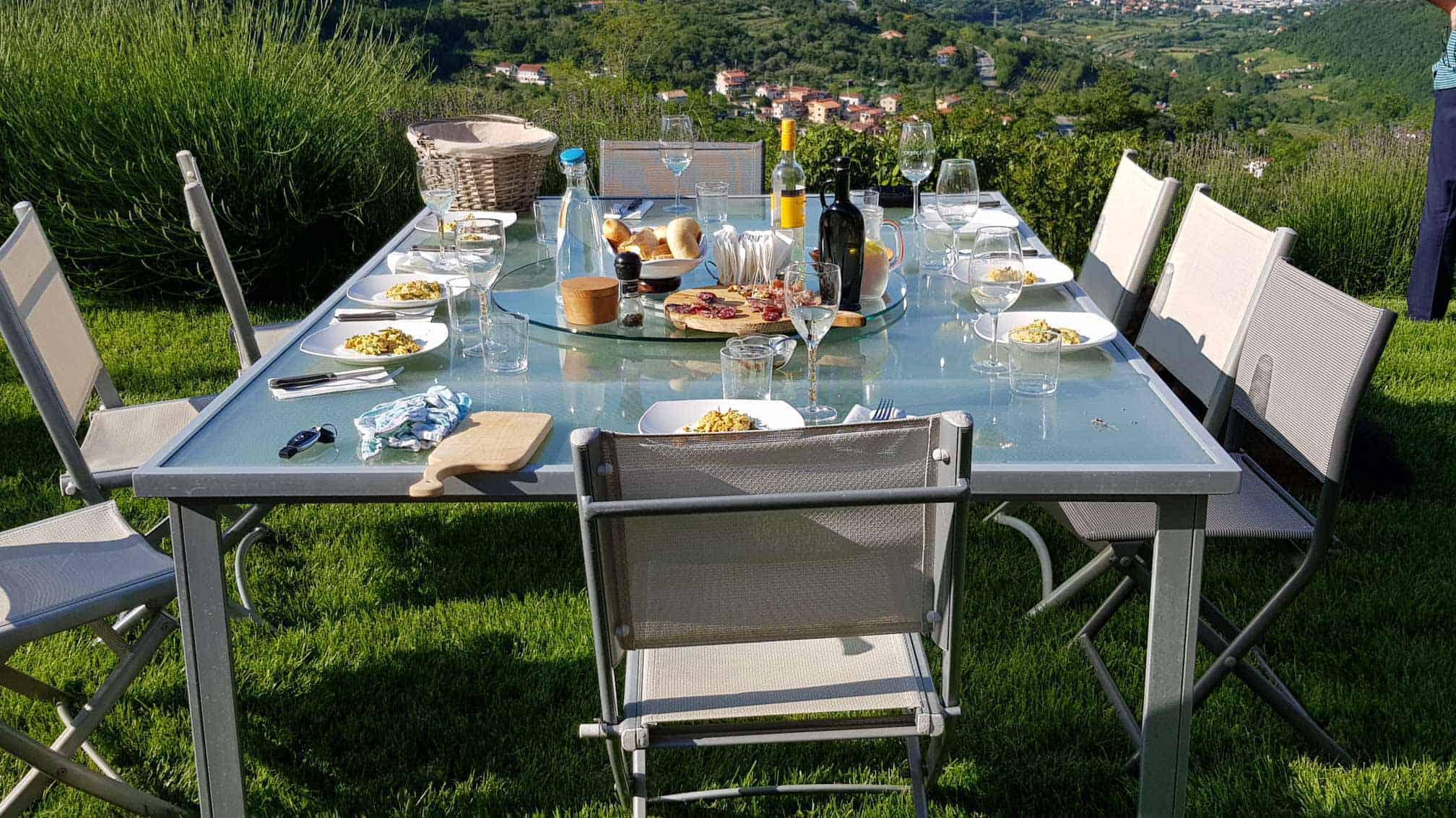 A meal in the green lush nature of Slovenia